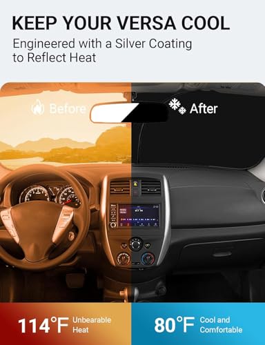 Image of Proadsy 2026 Upgrade Front Windshield Sun Shade Foldable Sunshade Protector Custom Fit 2015-2019 Nissan Versa Sedan Accessories