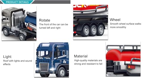 Image of Metal Die-Cast Oil &Water Tanker Transport Truck Toy for Kids Boys Friction Powered Watering Cart Truck Semi Container Trailer Toy Pull Back Vehicle (Multicolor, Pack of 1)