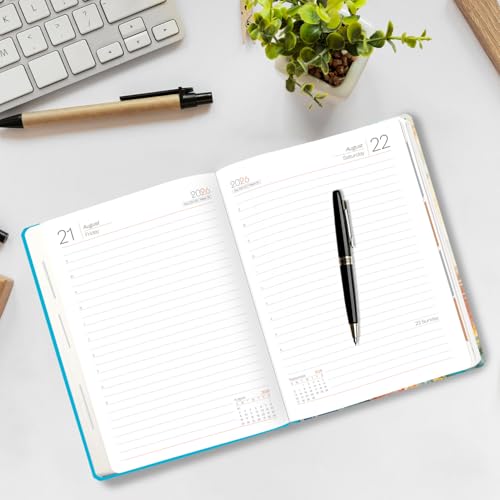 Image of A5 Size Hard Bound 1 Day To A Page Format New Year Executive Daily Planner 2026 Diary with Month Cut Index and Bookmark I Diary 2026 For Girls Women I 344 Pages I 21x15 Cm
