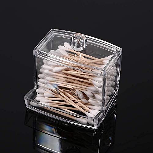 Image of Cotton Pad Container | Cotton Buds Dispenser | Cotton Swabs Holder | Square Bathroom Jar Clear Organizer | Bathroom Storage Organizer | Cosmetics /Makeup Storage Box (Pack of 1)