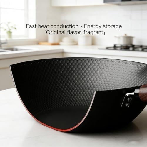 Wok de acero carbono con sartén antiadherente y tapa 30 cm miniatura 6