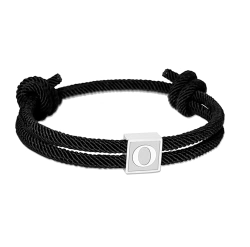 Pulsera inicial de cuerda para hombre acero inoxidable miniatura 1