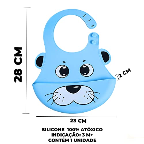 Babador Para Bebê De Silicone Não Machuca Com Bolso Coletor De Pega Migalhas Impermeável Estampa De