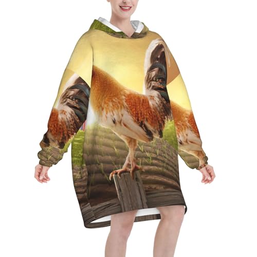 Couverture à capuche originale imprimé coq cadeau hivernal confortable - 2