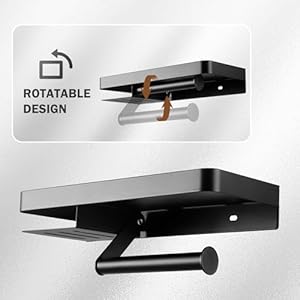 YIGII Toilet Paper Holder with Shelf Toilet Paper Holder Wall Mount Toilet Roll Holder with Wipes Storage for Bathroom Stainless Steel Matte Black