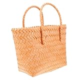 HEMOTON Bolso de Playa de Plástico Beige Pequeño Bolso Tote Bohemio Resistente y Versátil para Verano Diseño Amplio para Viajes y Actividades al Aire