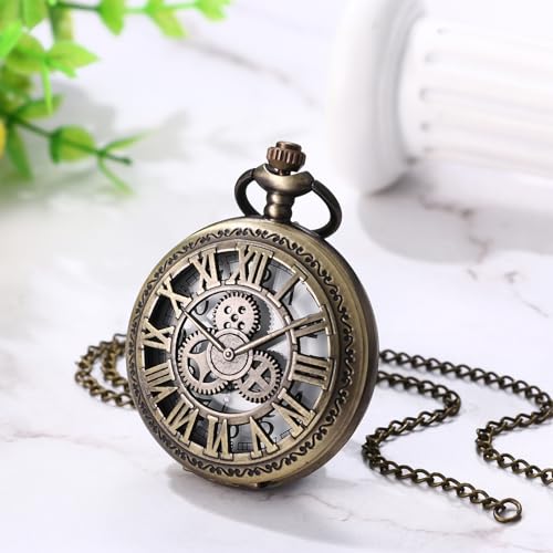 JewelryWe Vintage Owl Pocket Watch Steampunk Novelty Locket Quartz Pendant Necklace Watches with 31.5 Inch Chain3