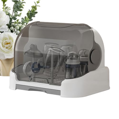 Lieawy Estante para secar biberones para bebés,Estante para secar biberones - Almacenamiento de botellas portátil con tapa,Caja de almacenamiento duradera para botellas de niños pequeños, estante para