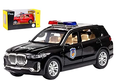Image of 1 /32 Police X7 SUV Model Car with Box, Zinc Alloy Pull Back Toy car with Sound and Light for Kids Boy Girl Gift?Colors as Per Stock? (Police X7 SUV)