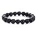 Obsidian /Tiger-eye Gem Semi Precious Gemstone 8mm Round Beads Stretch Bracelet 7" Unisex (Obsidian)