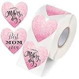 2 inch Pink Heart Direct Thermal Stickers Mother's Day Love Decorative Thermal Thank Labels Printer for DIY Barcode,Business,Address,Name Gift Tags 500 pcs