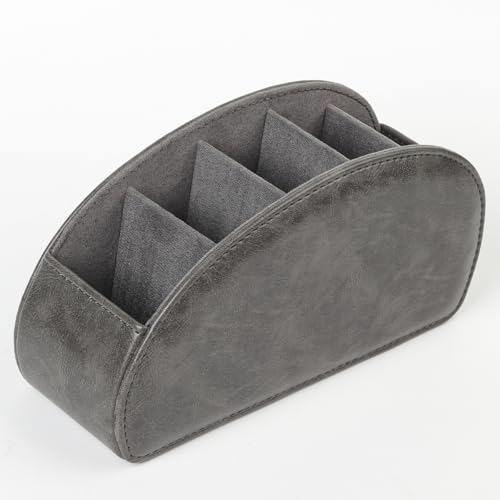 WAYIFON Fernbedienungshalter mit 5 Taschen, Große Halterung für TV, DVD,4K Stick und Bluray Fernbedienungen, Fernbedienung Aufbewahrung für Stifte，M-Grau