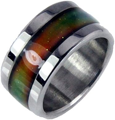 Mood Rings S16 Stainless Steel Endless Band Rainbow Colors (4.5)