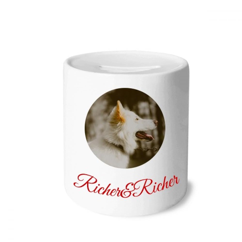 Tirelire blanche photo de chien pour décorer une chambre d'enfant ou un salon