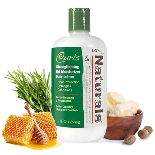 Curls & Naturals Strengthening Oil Moisturizer Hair Lotion with Shea Butter, Honey, Castor Oil, and Rosemary Extract – Moisturizing for Dry, Curly, and Natural Hair - 12 oz
