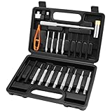 HORUSDY 22-Piece Punch and Hammer Set, Steel Roll Pin Punch Set with Interchangeable Hammer Heads, Durable Punch Tool Kit for Maintenance, with Storage Case