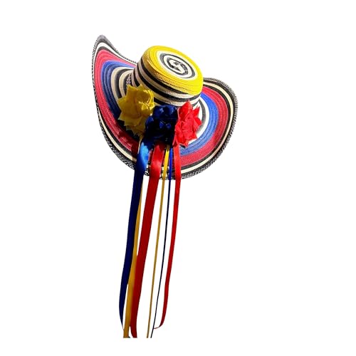 vivianfongdesigns llc Colombian Vueltiao Hat with Flowers and Ribbon for Adults - Polyester L