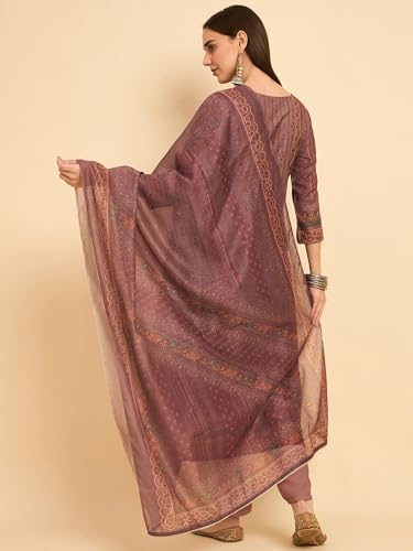 Image of SheWill Kurta Sets for Women - Red Rayon Aari Hand Work with Digital Floral Print Kurta with Pant and Chanderi Dupatta |Stylish Printed Summer Kurti Set