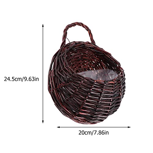 Cabilock 2Pcs Woven Hanging Planter Wall Fence Rattan Basket With Liner Wicker Flower Pots Decoration For Indoor Outdoor Flower Arrangement (M+ S) #TOP1