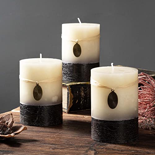 Rustic Pillar Candles Mottled 3X4'' Home Décor Handmade (3 Packs, Ivory) #TOP1