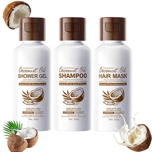 Coconut Oil Travel Size Bath & Hair Care Set,Mini Shampoo And Conditioner Sets,Travel Shampoo and Conditioner,Basic Toiletries Bath Kit for Business Vacation,Bath Sets for Women/Men Gifts.