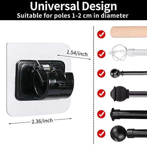 Curtain Rod Bracket No Drilling, 10 Pcs Self Adhesive Curtain Rod Brackets, Self Adhesive Curtain Rod Holder Hooks For Bathroom Kitchen Home Bathroom And Hotel Use (Black Rod Bracket) #TOP2