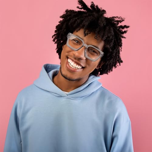 Image of FEISEDY Retro Blue Light Blocking Glasses for Women Men 90s Classic Rectangle Frame Thick Chic Computer Eyeglasses B2383R