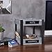 MyGift 2 Tier Dark Gray Wood Desktop Document Letter Paper Tray with Metal Legs, Home Office Desk File Folder and Magazine Rack with Chalkboard Labels