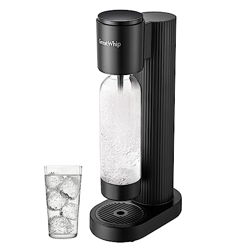 GreatWhip Sparkling Water Maker Soda Maker for Home with 1L BPA Carbonating Bottle Compatible with any Screw-in 60L CO2 Carbonator (NOT Included) Black