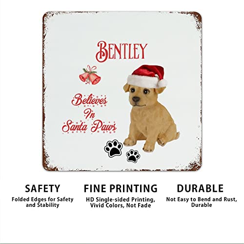 Panneau rottweiler de Noël en aluminium déco rustique 38cm