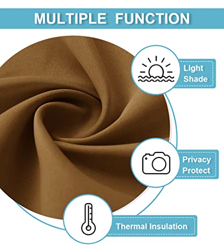 RYB HOME Small Window Curtains for Kitchen, Thermal Insulated Privacy Shades for Bedroom Basement Bathroom Door Half Window Tiers, Width 34 x Length 36 inch, 2 Panels, Gold Brown