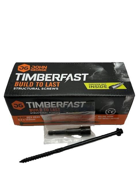 HEX HEAD TIMBERFAST SCREWS BLACK (BOX 50) (HEX HEAD TIMBERFAST BLACK (BOX 50) 200mm)