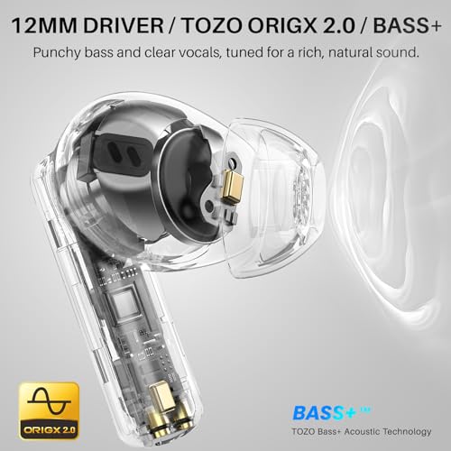 TOZO Hybrid Active Noise Cancelling Wireless Earbuds with 6 Mics AI Clear Call Ear Buds 68H Playtime with LED Display 32 Preset EQs via APP Bluetooth 5.3 IPX8 Waterproof in Ear Headphones - Image 3