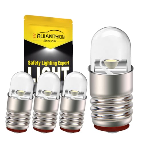 Ruiandsion E5 LED Bulb White 6V E5 E5.5 Screw Base LED Bulb Upgrade for Modle Train Lights(Pack of 4)