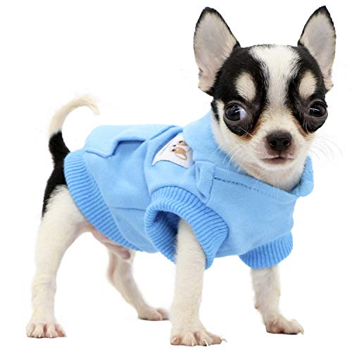 LOPHIPETS Dog Cotton Hoodies Sweatshirts for Small Dogs Chihuahua Puppy Clothes Cold Weather Coat-Cambridge Blue/XXS