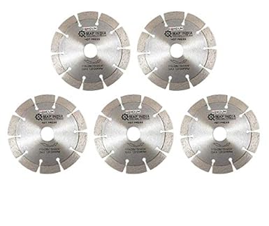 Homdum Premium MAF 4inch Diamond Saw Wheel Marble Granite Stone and Concrete Cutting Universal Segment Cutter Blades disc 110mm 13800 RPM (5 PC Combo) for Wall Chaser Machine