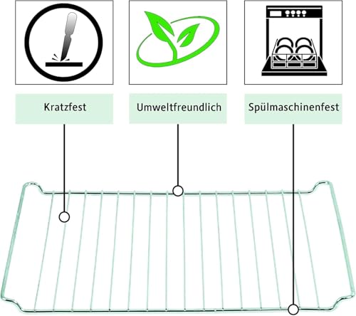 ICQN Backblech & Gitter Set 445 × 375 × 35 mm, Kompatibel mit Bauknecht, Indesit, Whirlpool-Gruppe & Algor, Emaillierte Backbleche & Verchromtes Gitter für Backofen & Herd