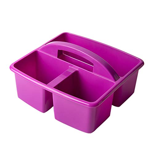 Image of Portable 3 Compartments Storage with Carrying Handle Plastic Divided Basket Bin Box Multiuse Arts Crafts Caddies