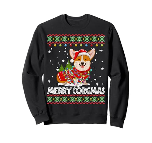 Chandail de Noël Corgi Dog Merry Corgmas Santa Corgi Ugly Christmas Sweatshirt