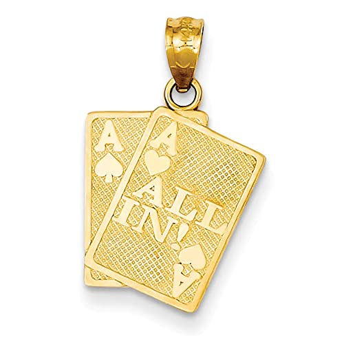 Core Gold 14k Ace of Hearts and Ace of Spades ALL IN! Cards Pendant