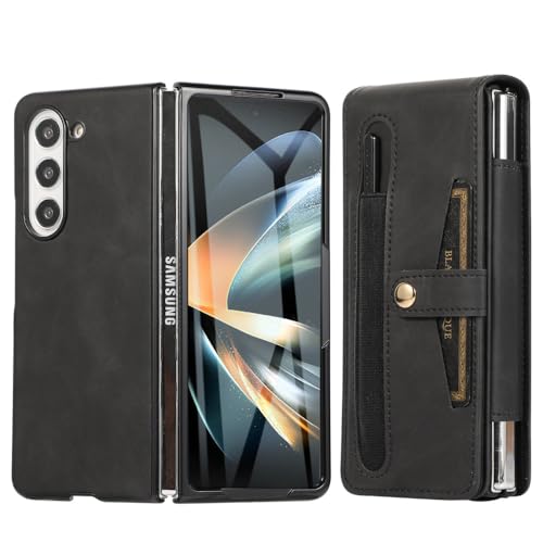 Étui de téléphone en cuir PU 2 en 1 pour Samsung Galaxy Z Fold 5 antichoc noir