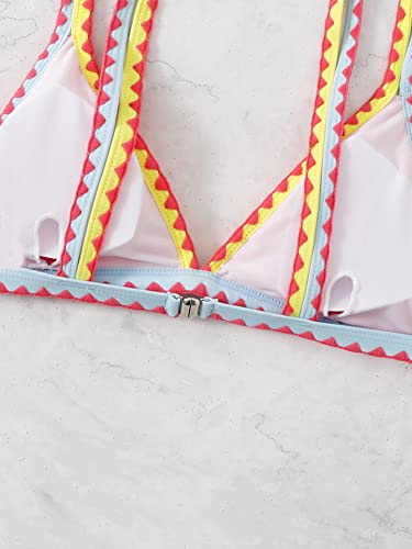 SOLY HUX Women's Triangle Bikini Top Spaghetti Strap Sexy Swimsuit Top Only4