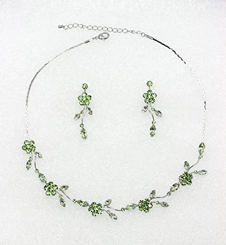 Image of Faship Gorgeous Rhinestone Crystal Floral Necklace Earrings Set