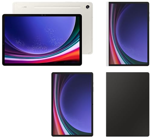Image of Samsung Tab S9+ RAM 12 GB, ROM 256 GB Expandable, Wi-Fi + 5G Tablet, Beige with S9 Plus Screen Protector, Transparent & S9 Plus Notepaper Screen, White & S9 Plus Book Cover Keyboard, Black