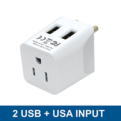 Ceptics India, Nepal, Bangladesh Travel Adapter Plug With Dual Usb - Type D - Usa Input - Ultra Compact - Safe Grounded Perfect For Cell Phones, Laptops, Camera (Ctu-10) #TOP6
