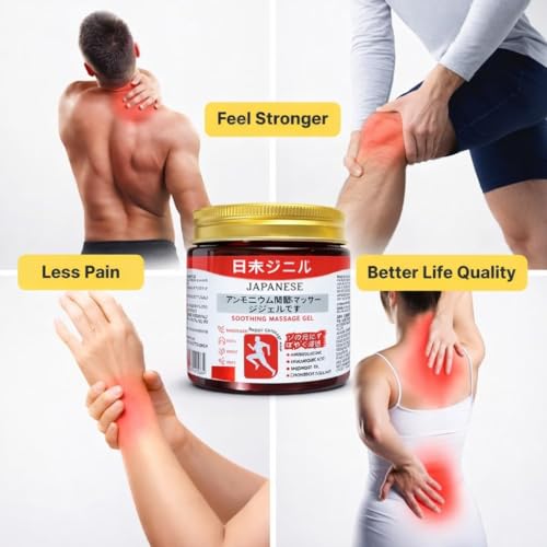 Image of Japanese Formula Soothing Massage Gel for Joint & Muscle Pain Relief - Arnica, Mugwort, Hyaluronic Acid - Back, Neck, Knee & Leg Massage Balm - 100% Herbal Fast Absorption Formula