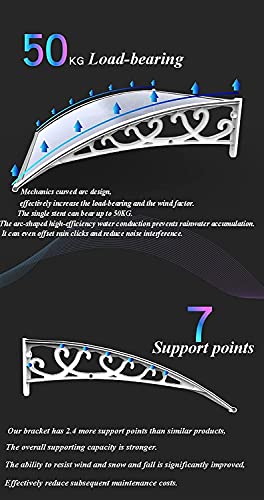 Roofing Canopies Outdoor Rain Shelter Uv Protection Decoration For Balcony Patio Front Door Window Awning Canopy(Color:clear;Size:150X300Cm) #TOP4