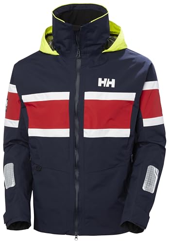 Helly-Hansen Salt Original Jacket - Men's Sailing Coat Flag Stripe, Waterproof HELLY TECH, Reflective Hood, 597 Navy - L