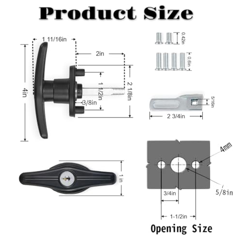 Image of Truck Cap Locking T-Handle, Camper Shell Accessories, T-Handle Latch with Keyed Lock, Truck Camper Shell Lock, Key Alike Black T-Handle Locks (Left) for Most Truck