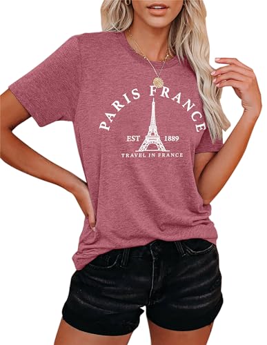 Paris France Shirt Women Eiffel Tower T Shirt Travel in France Tshirts Vacation Tees Paris Tops4